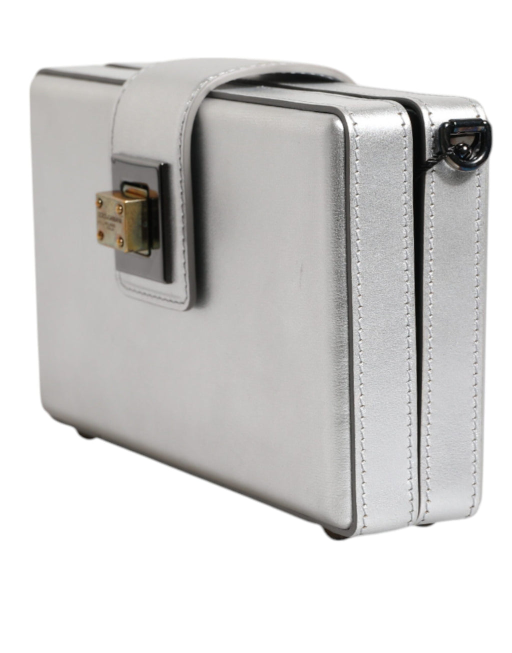Borsa a tracolla Dolce & Gabbana DG BOX in pelle argento metallizzato