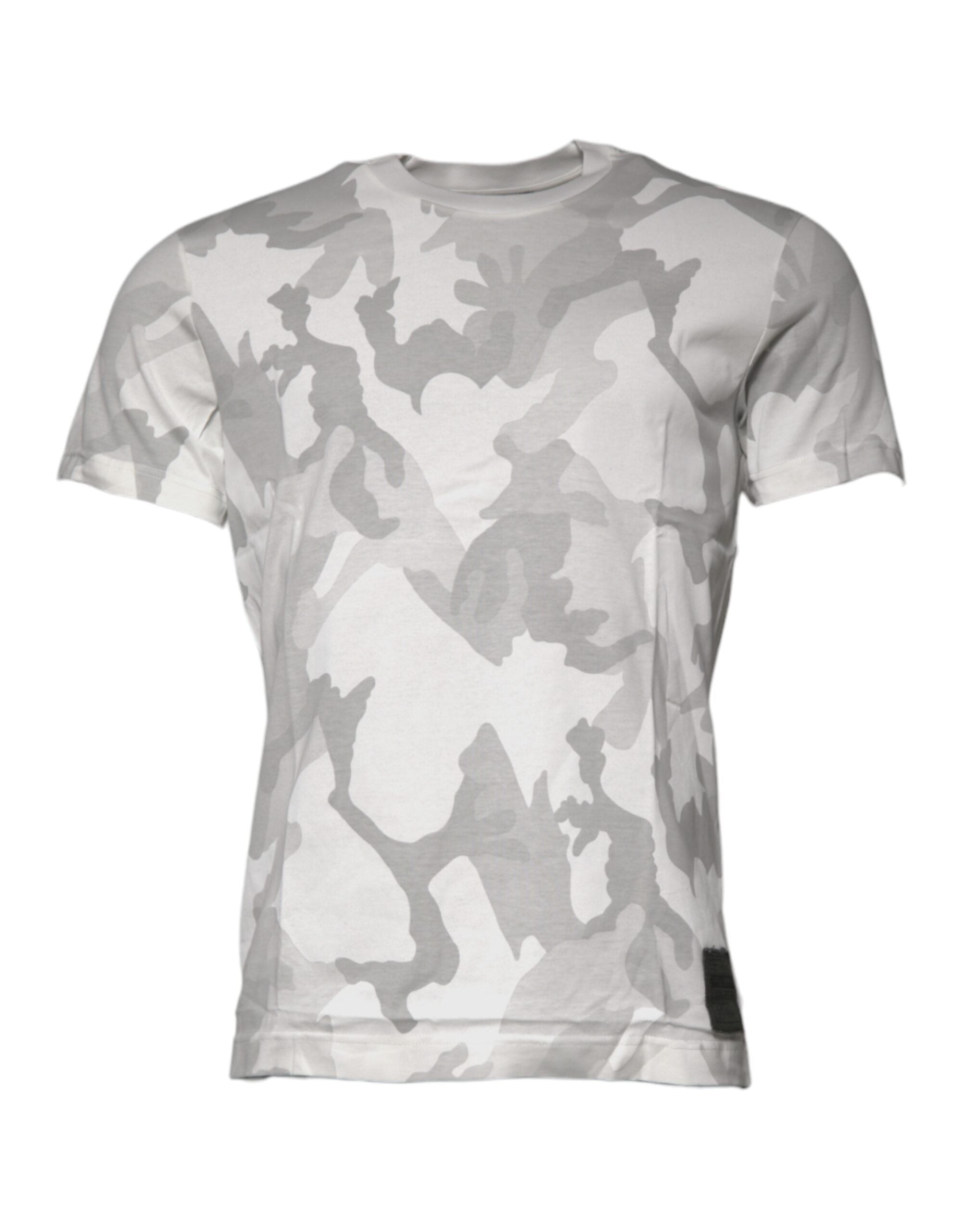 Dolce & Gabbana T-shirt girocollo in cotone mimetico bianco grigio