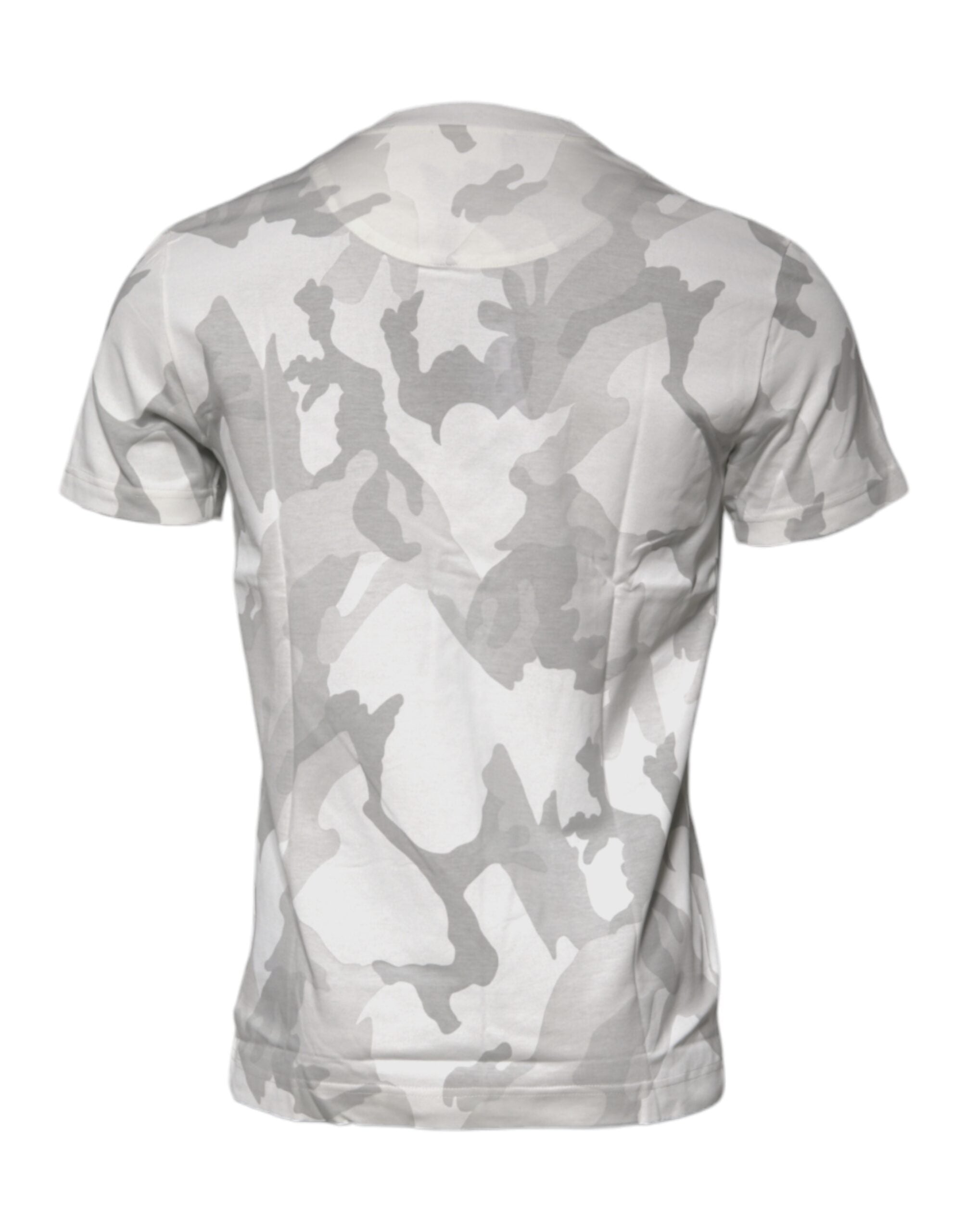 Dolce & Gabbana T-shirt girocollo in cotone mimetico bianco grigio