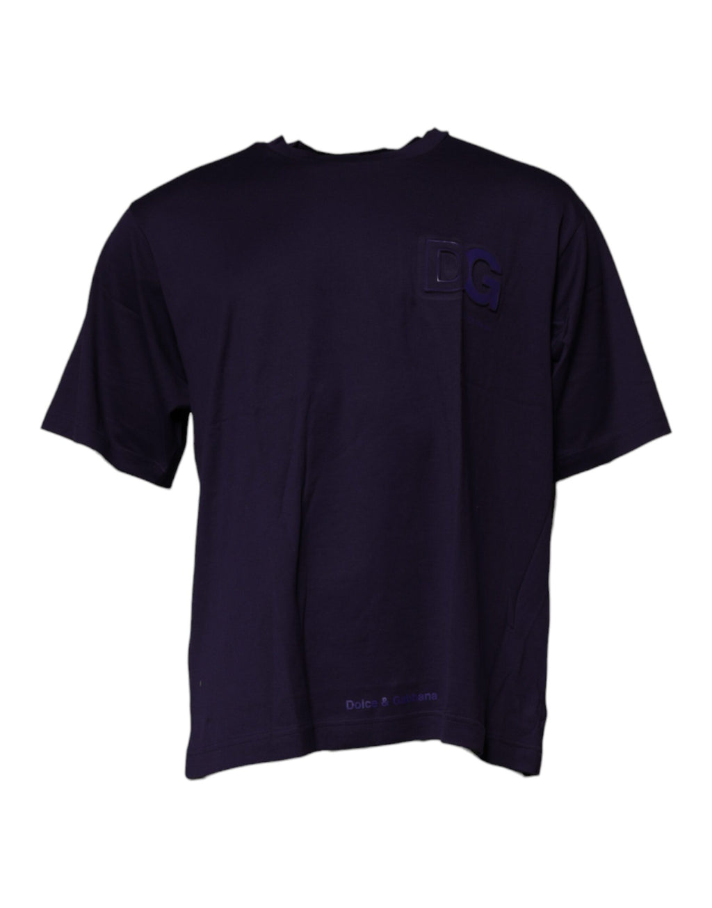 T-shirt girocollo in cotone blu navy con logo DG di Dolce & Gabbana