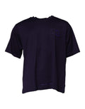 T-shirt girocollo in cotone blu navy con logo DG di Dolce & Gabbana