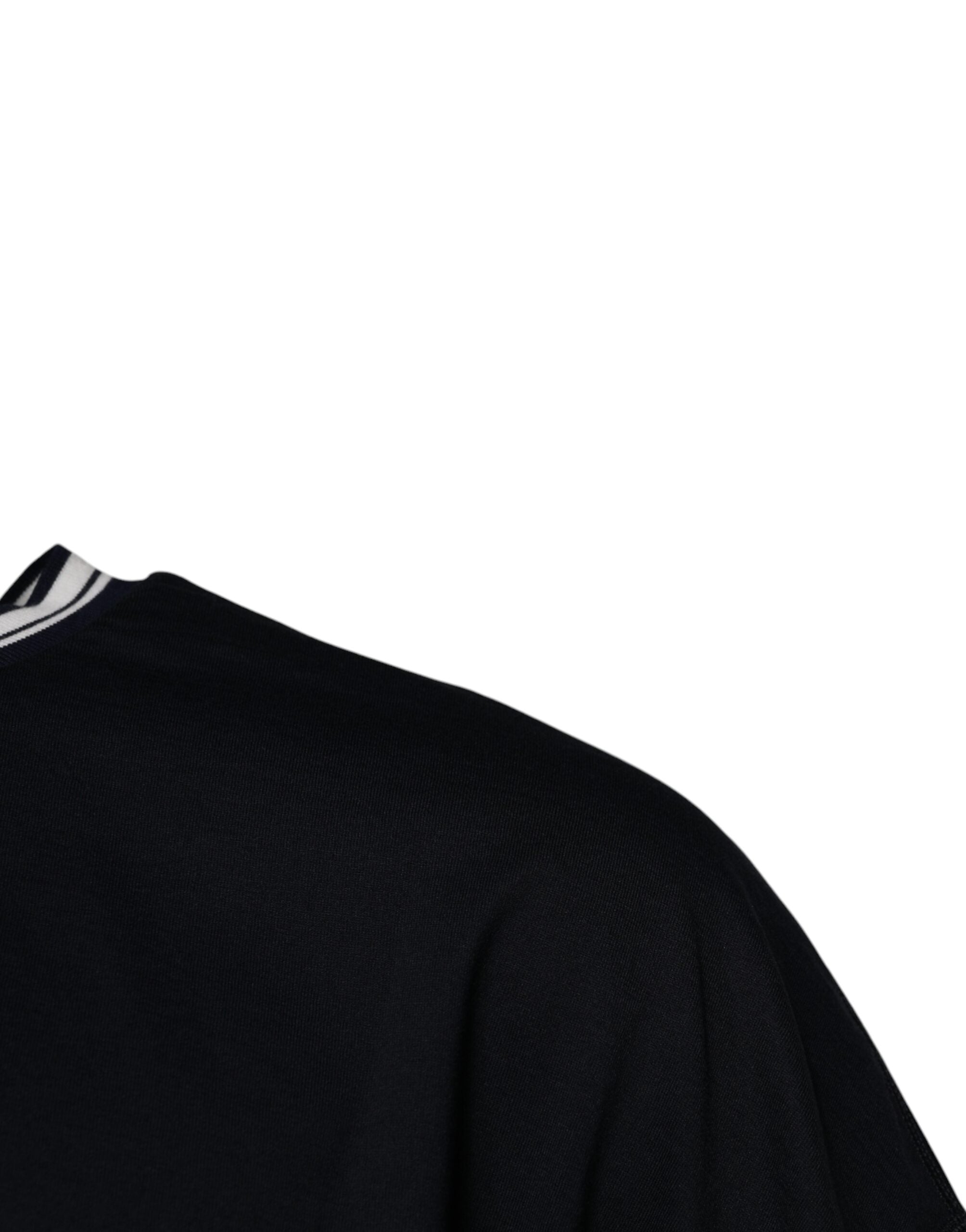 T-shirt Dolce & Gabbana girocollo in cotone con logo a corona blu scuro