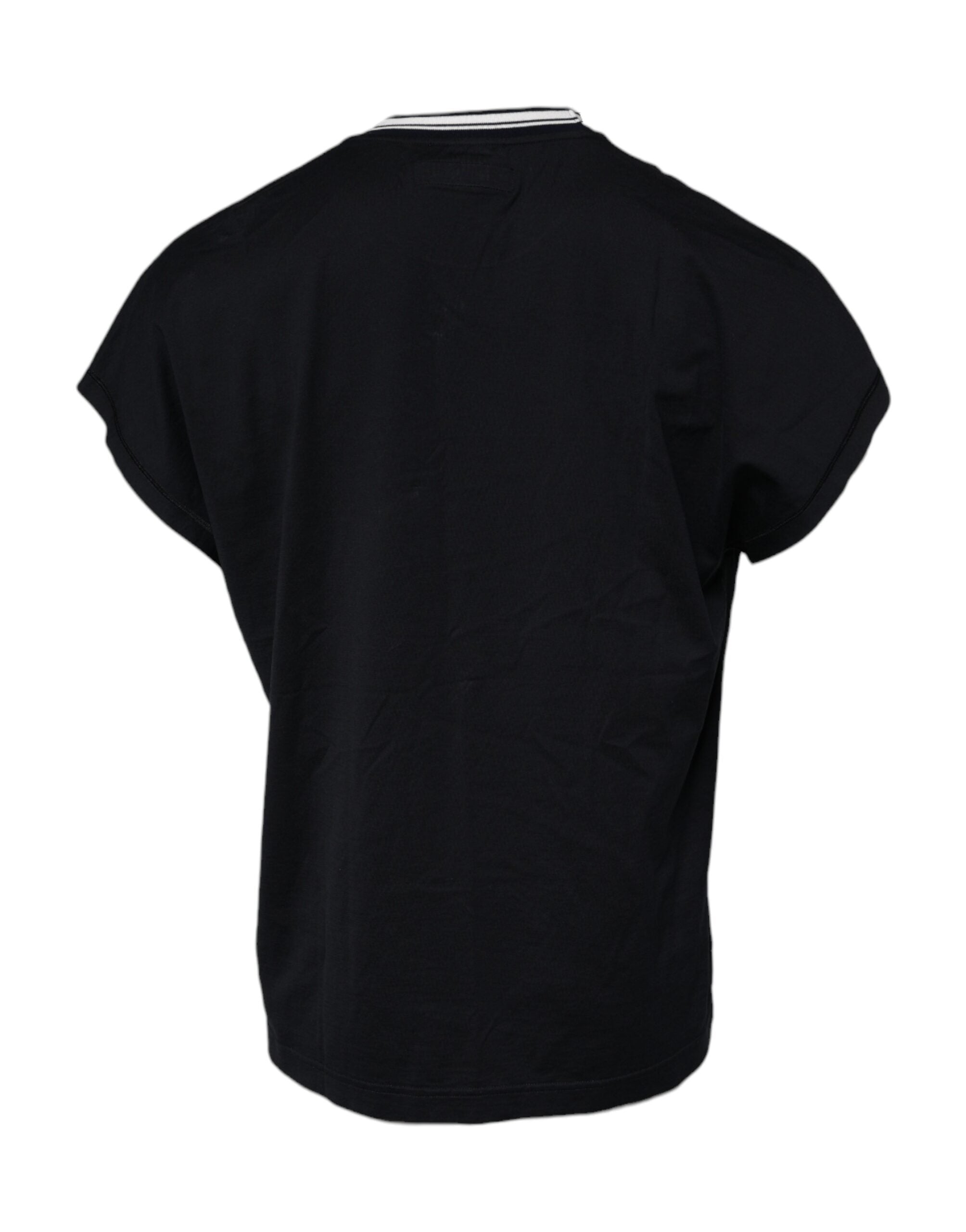 T-shirt Dolce & Gabbana girocollo in cotone con logo a corona blu scuro