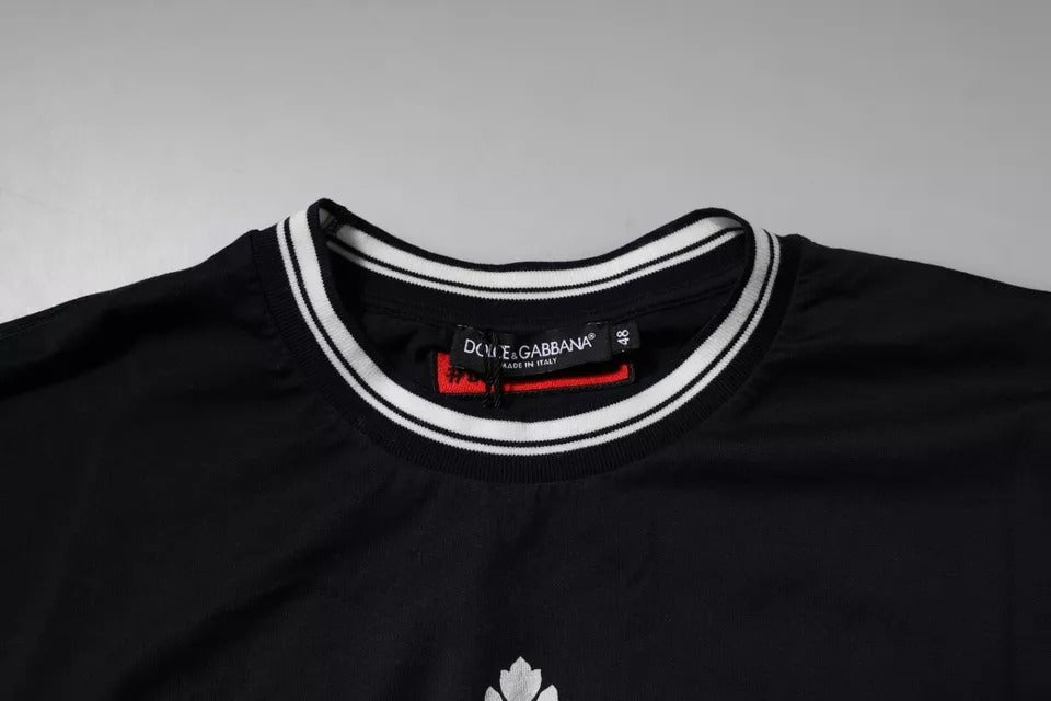 T-shirt Dolce & Gabbana girocollo in cotone con logo a corona blu scuro