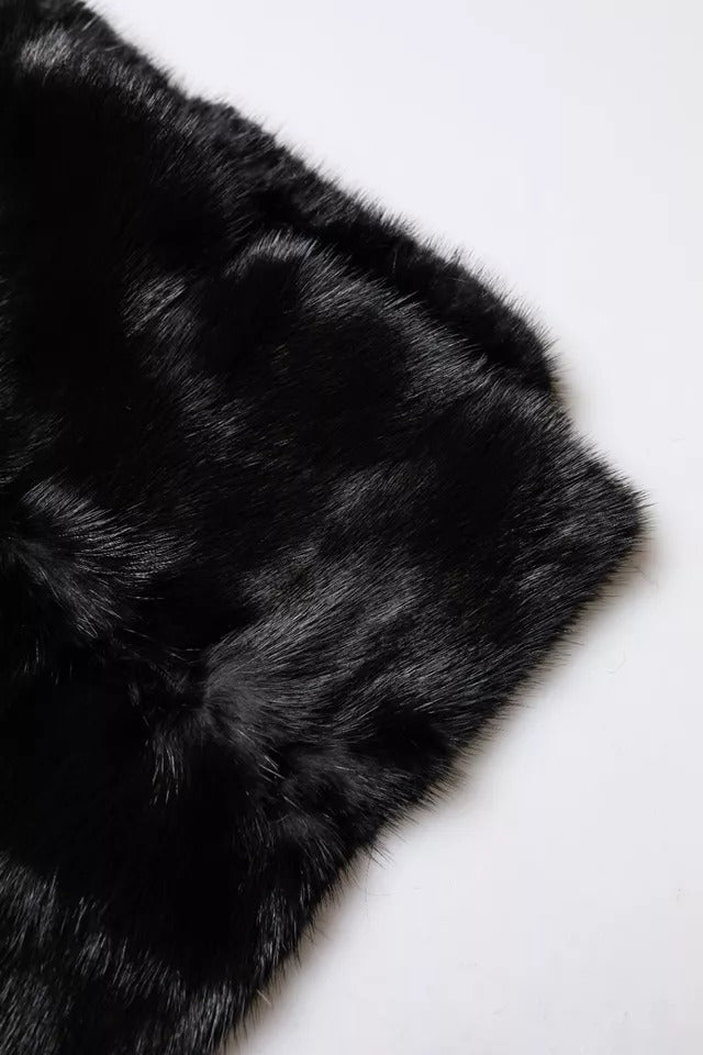 Sciarpa Dolce & Gabbana Nera in Pelliccia con Collo a Sciarpa Avvolgente