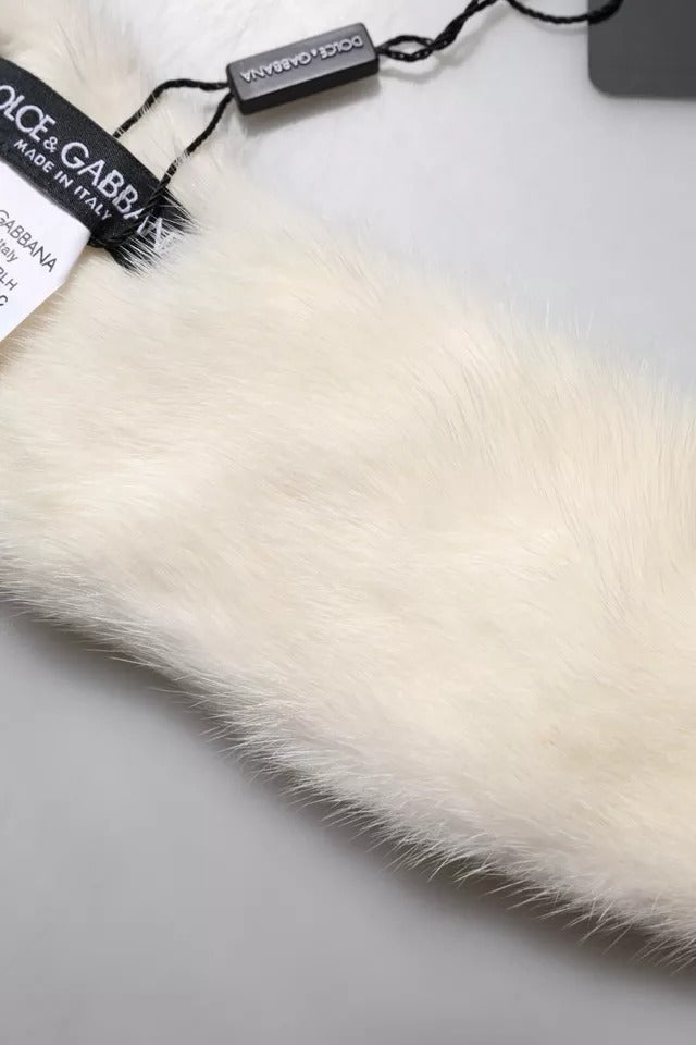 Sciarpa da donna Dolce & Gabbana in pelliccia di visone bianco