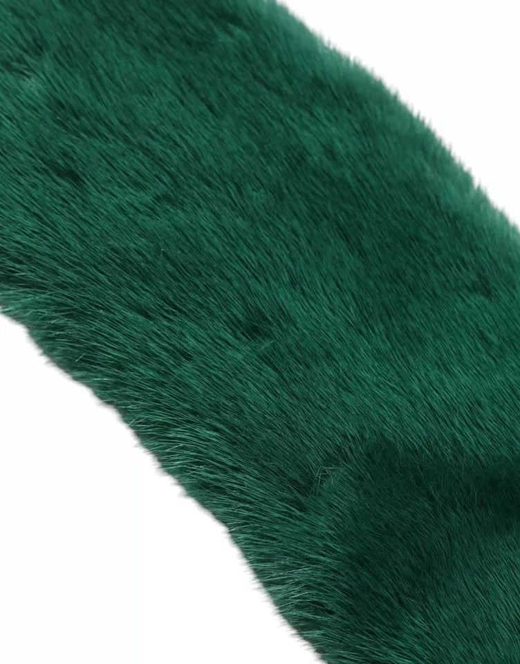 Sciarpa avvolgente da donna Dolce & Gabbana con collo in pelliccia di visone verde