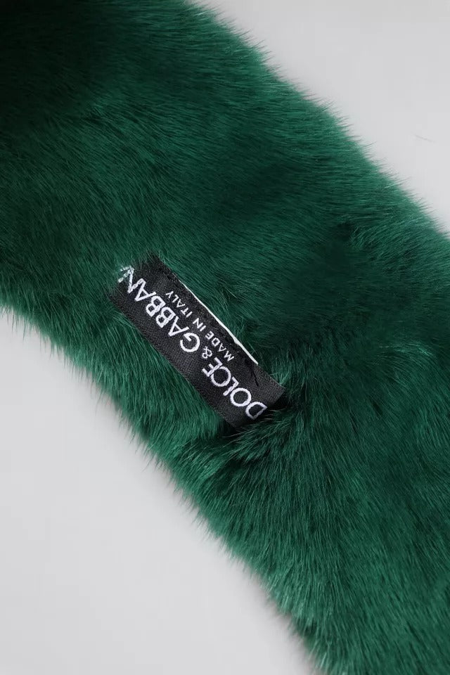 Sciarpa avvolgente da donna Dolce & Gabbana con collo in pelliccia di visone verde