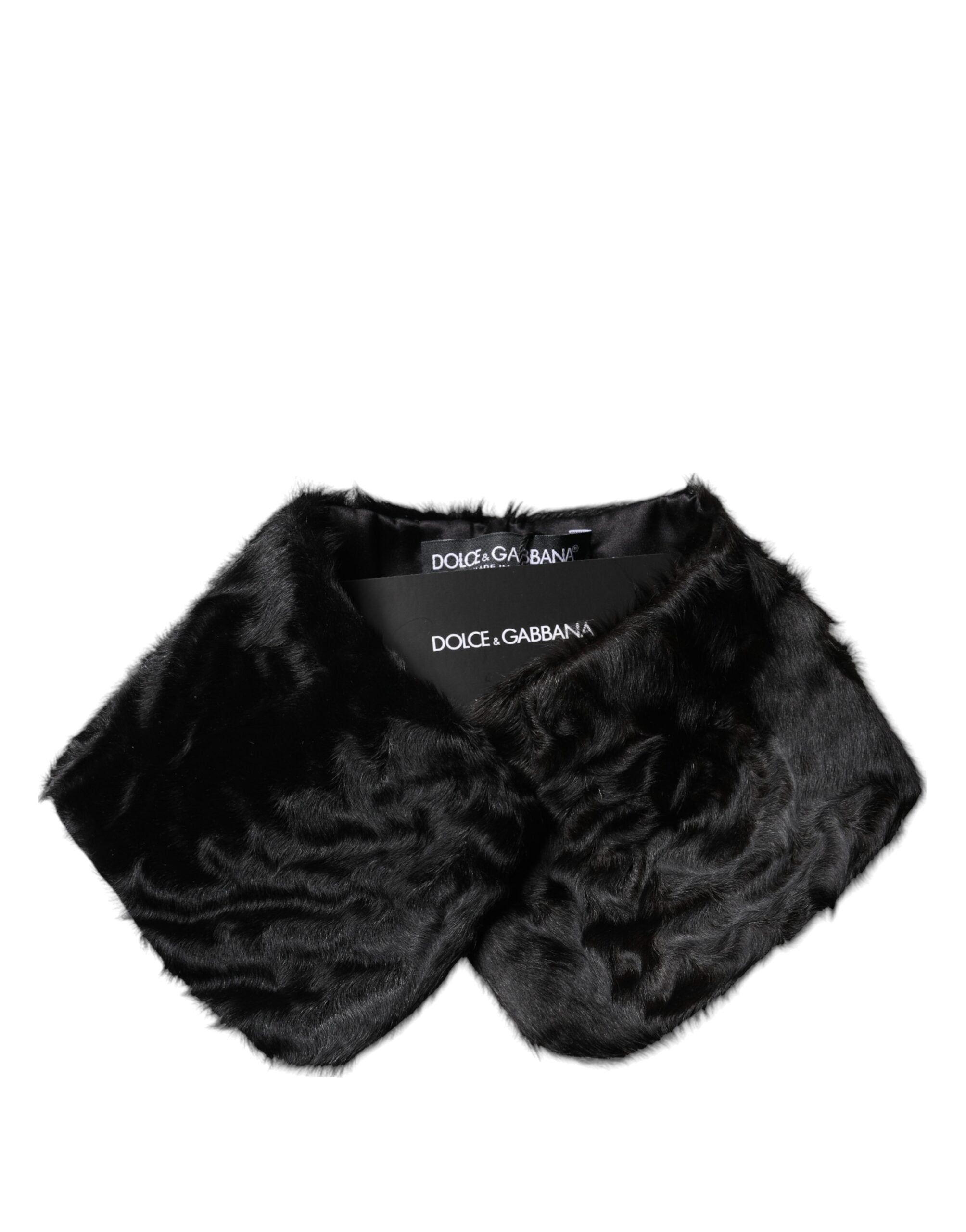 Dolce & Gabbana Scaldacollo Donna in Pelliccia d'Agnello Nera Sciarpa