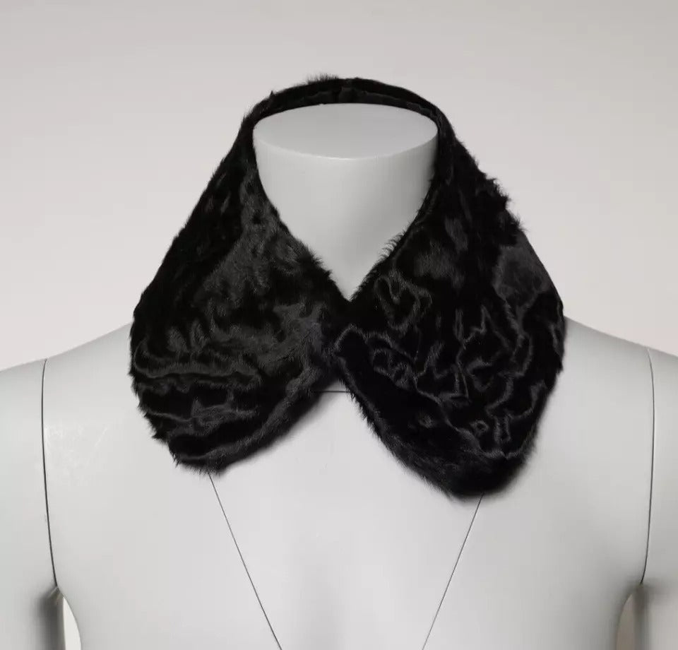 Dolce & Gabbana Scaldacollo Donna in Pelliccia d'Agnello Nera Sciarpa