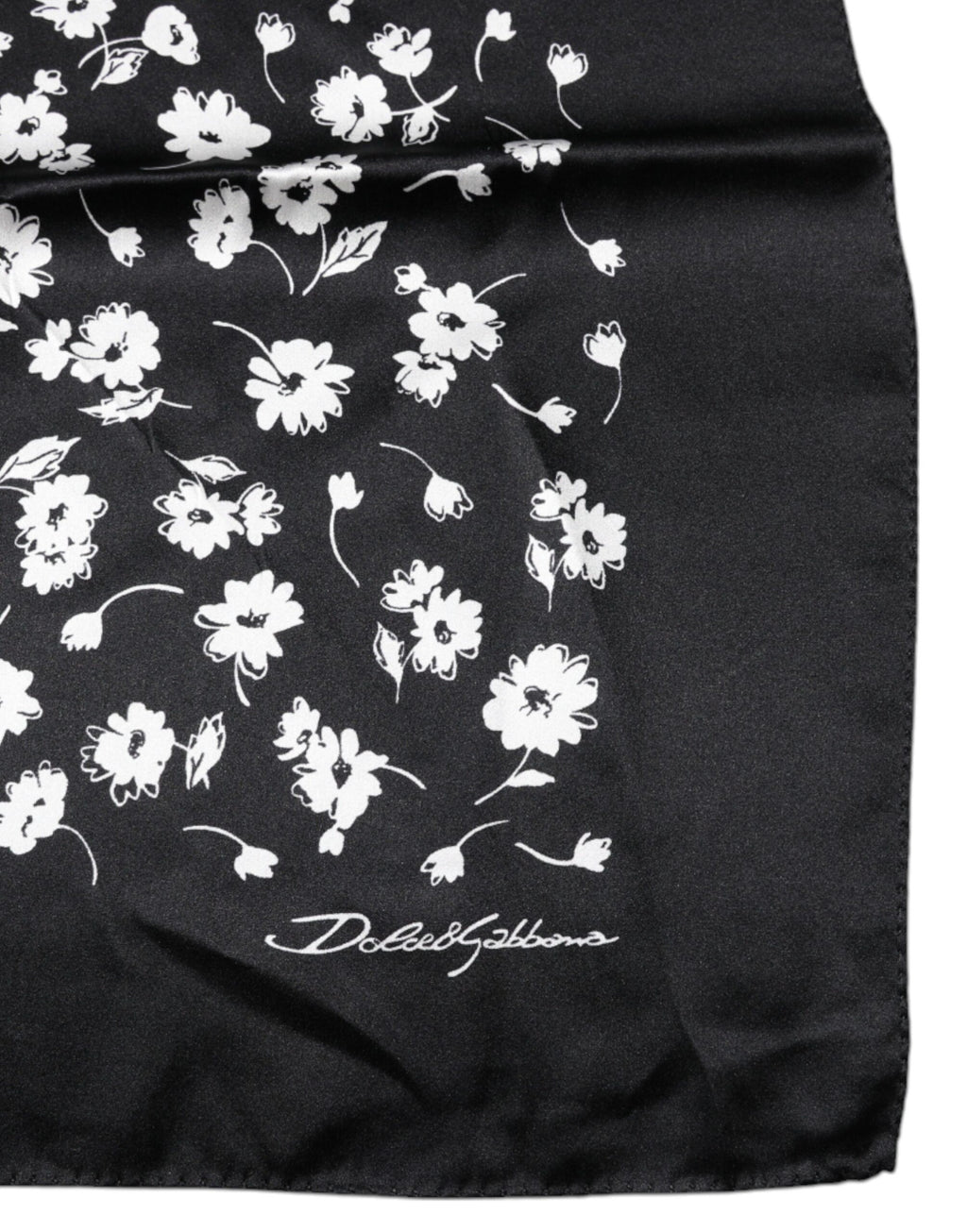 Dolce & Gabbana Sciarpa quadrata in seta nera a fantasia floreale