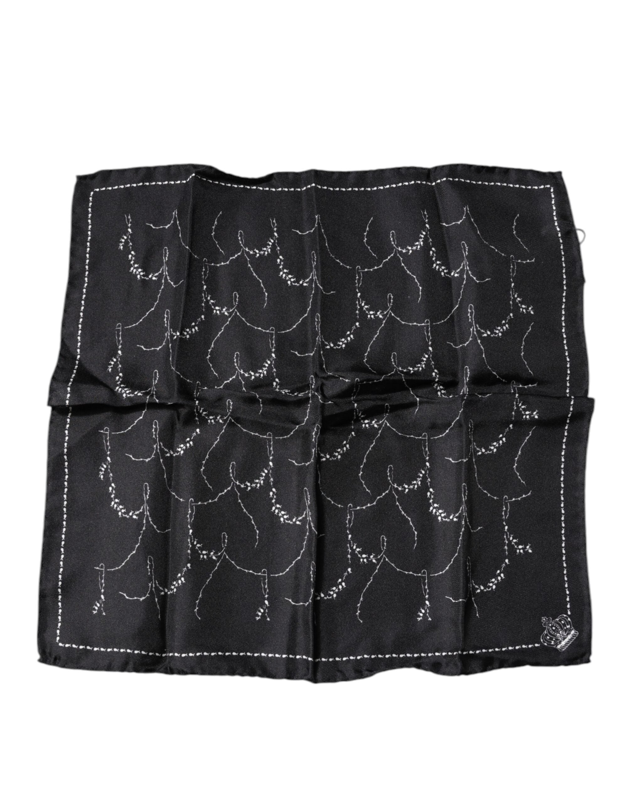 Sciarpa Fazzoletto in Seta Nera Fantasia Dolce & Gabbana