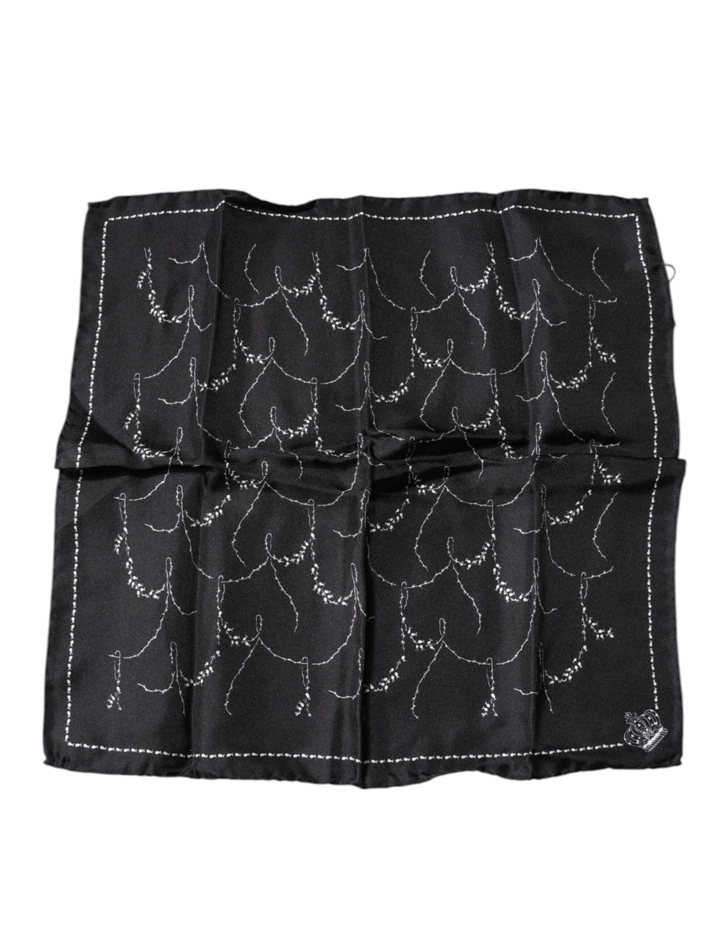 Sciarpa Fazzoletto in Seta Nera Fantasia Dolce & Gabbana