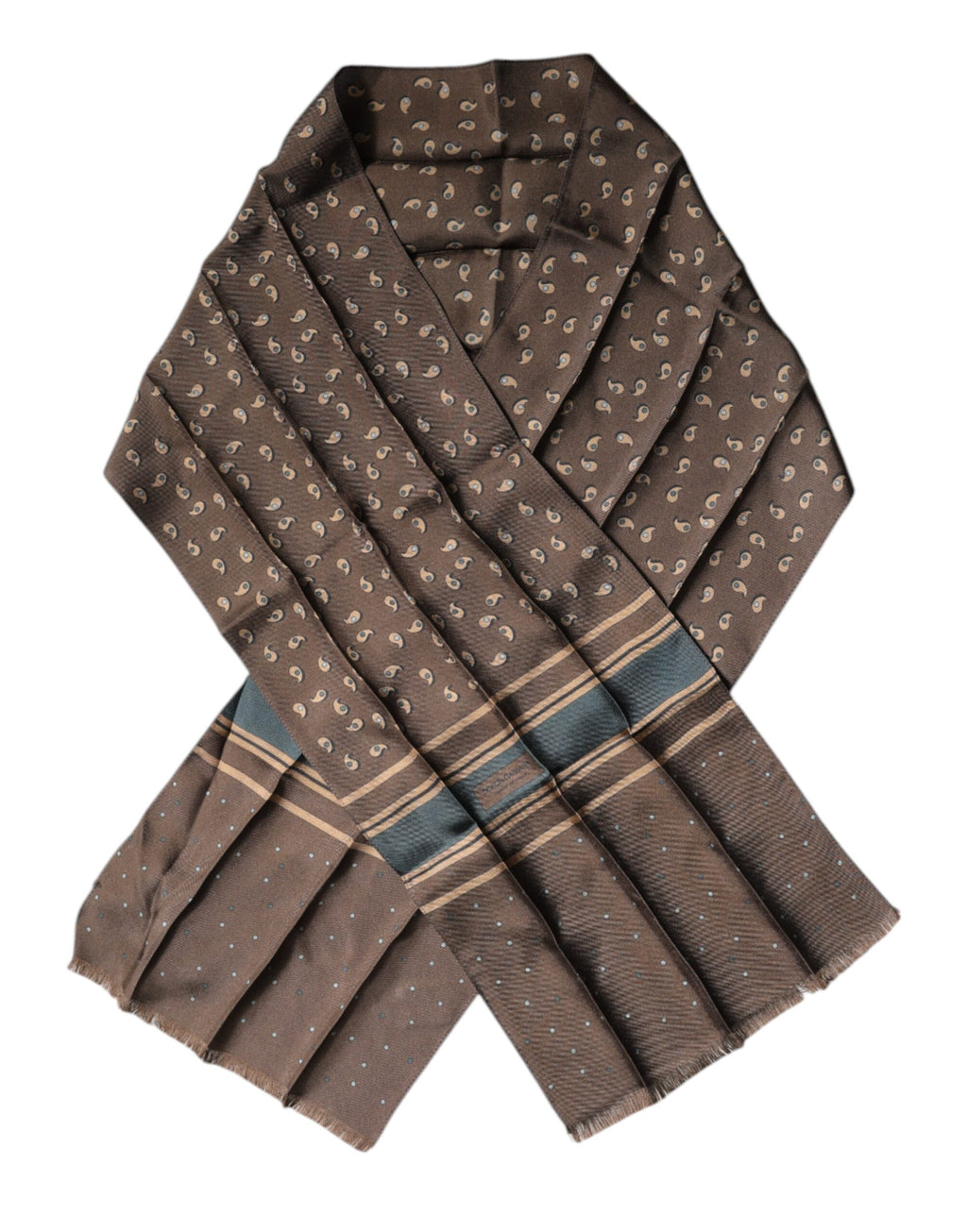 Sciarpa Dolce & Gabbana "Brown Fantasy" in seta con fascia da collo