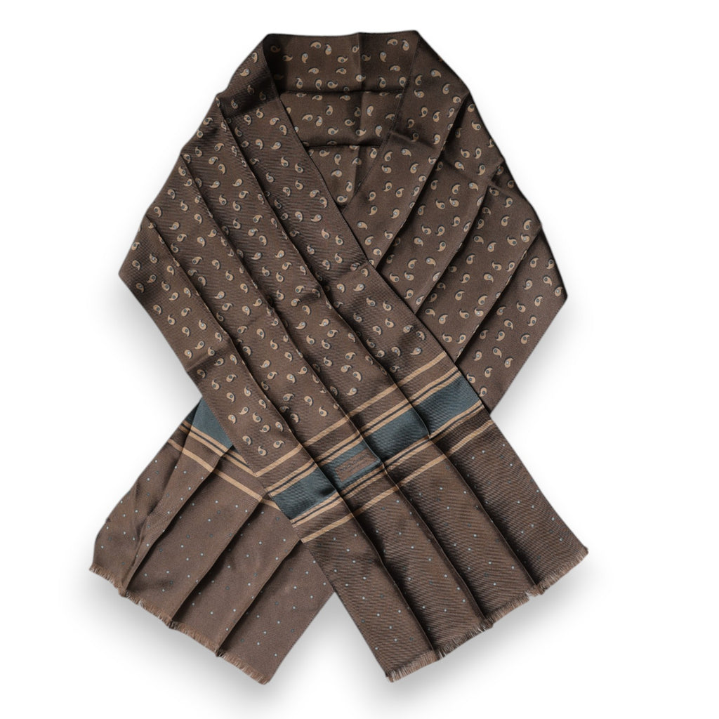 Sciarpa Dolce & Gabbana "Brown Fantasy" in seta con fascia da collo
