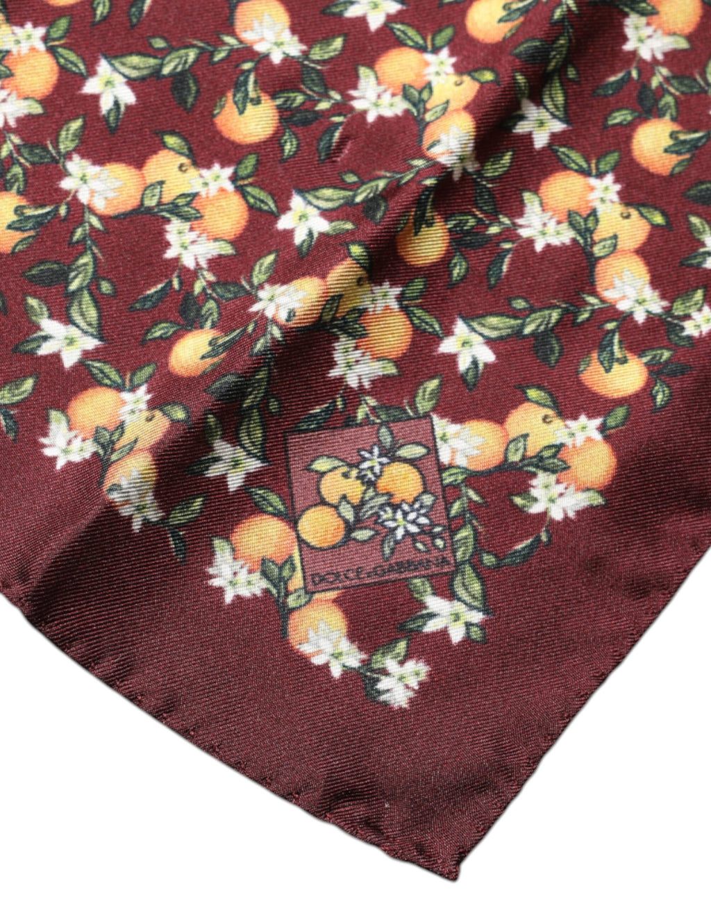 Fazzoletto Foulard Quadrato in Seta Dolce & Gabbana Arancio Bordeaux