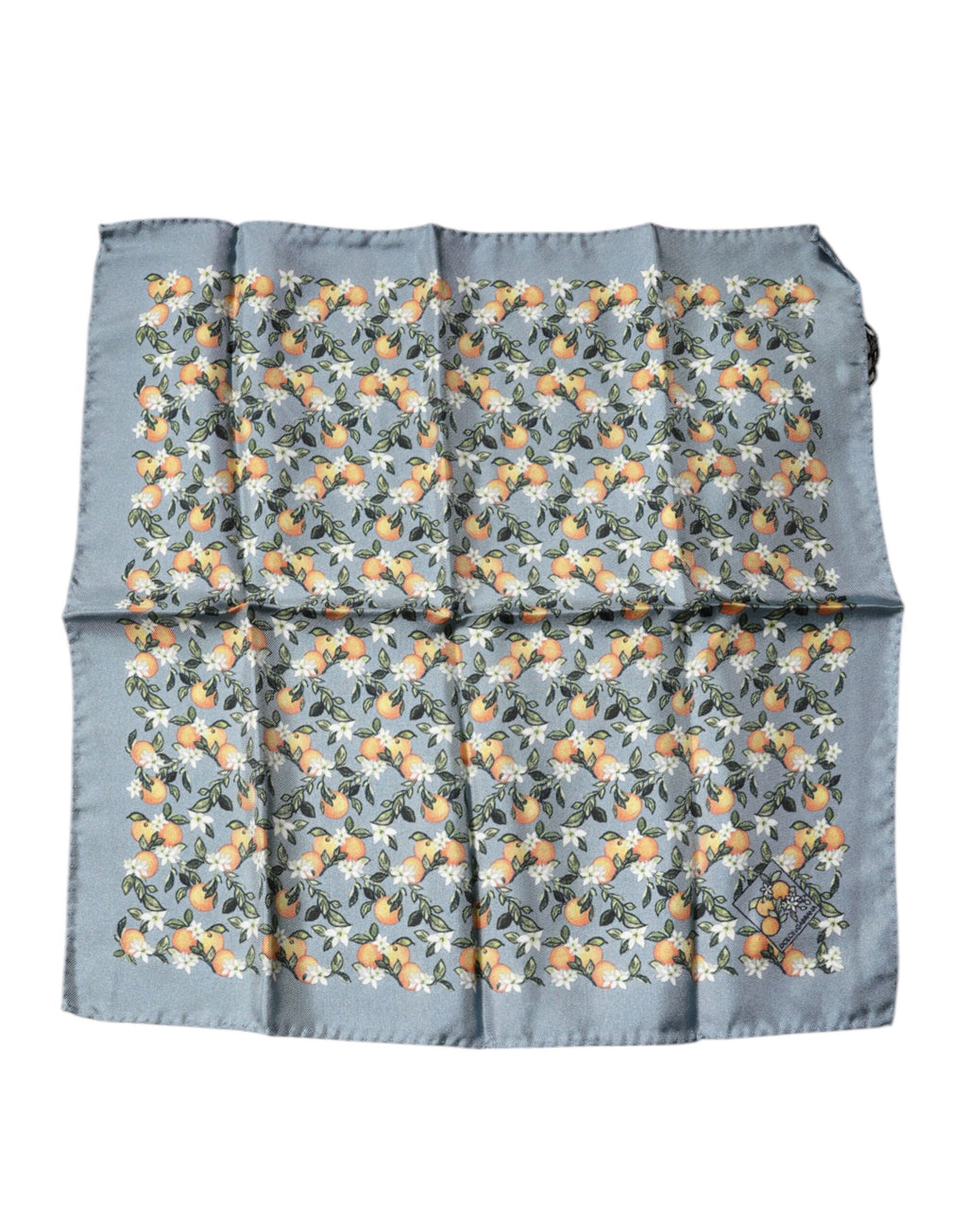Fazzoletto foulard quadrato Dolce & Gabbana in seta grigio con arance