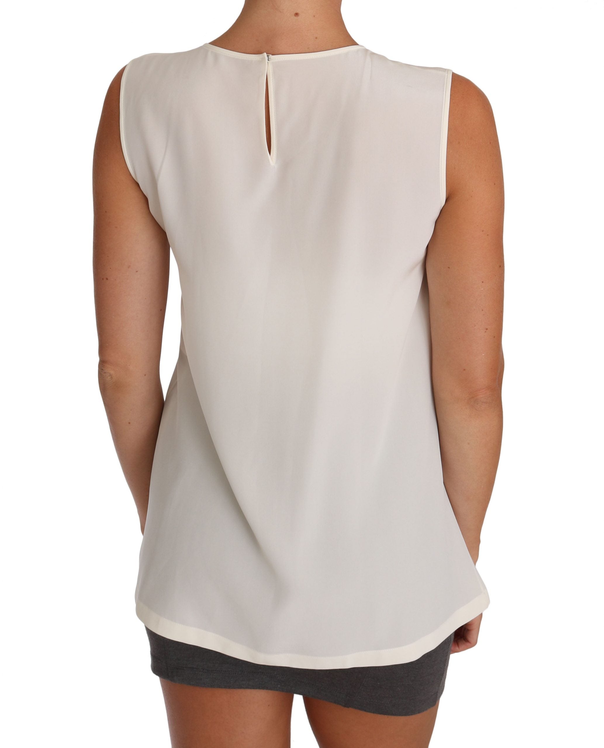 T-shirt Dolce & Gabbana in seta bianca con cristalli e paillettes a forma di fata