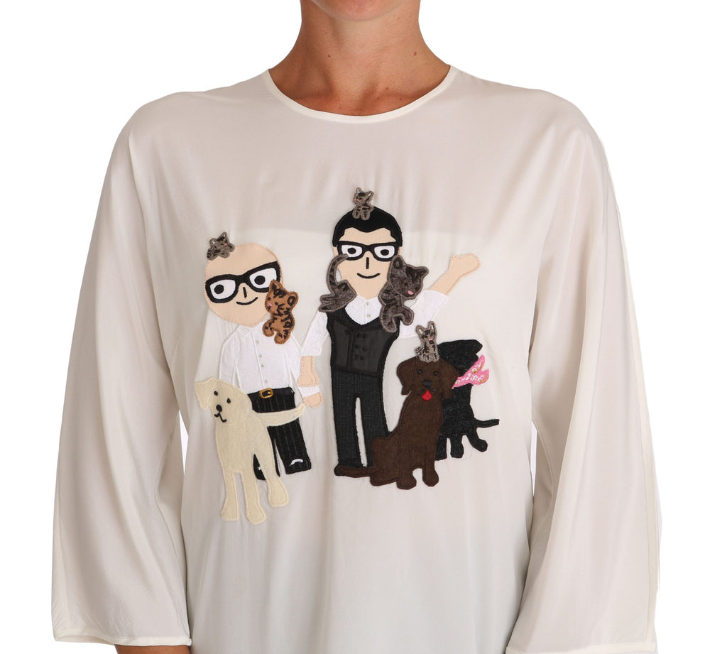 Dolce & Gabbana Camicia T-shirt #dgfamily in seta bianca