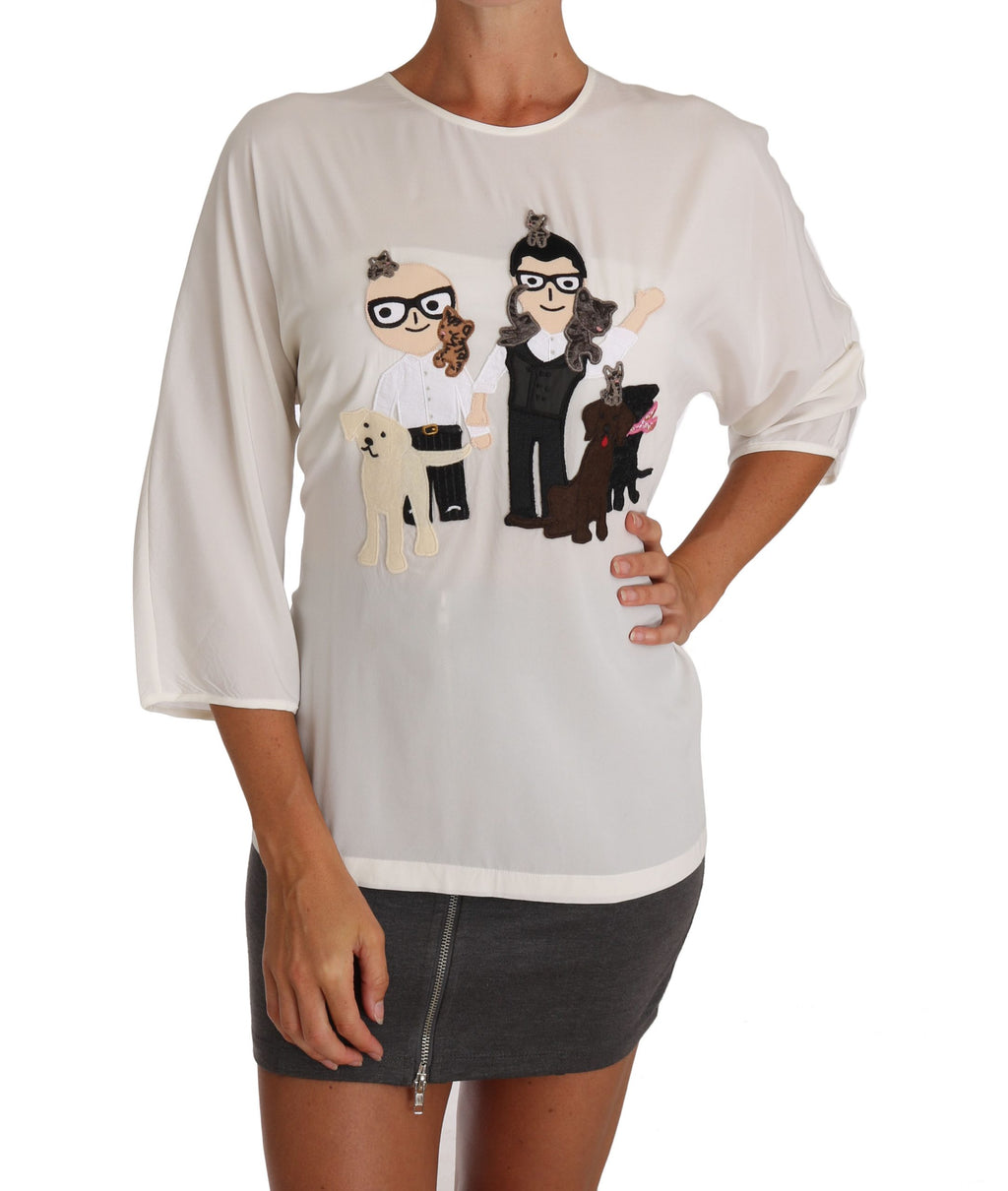 Dolce & Gabbana Camicia T-shirt #dgfamily in seta bianca
