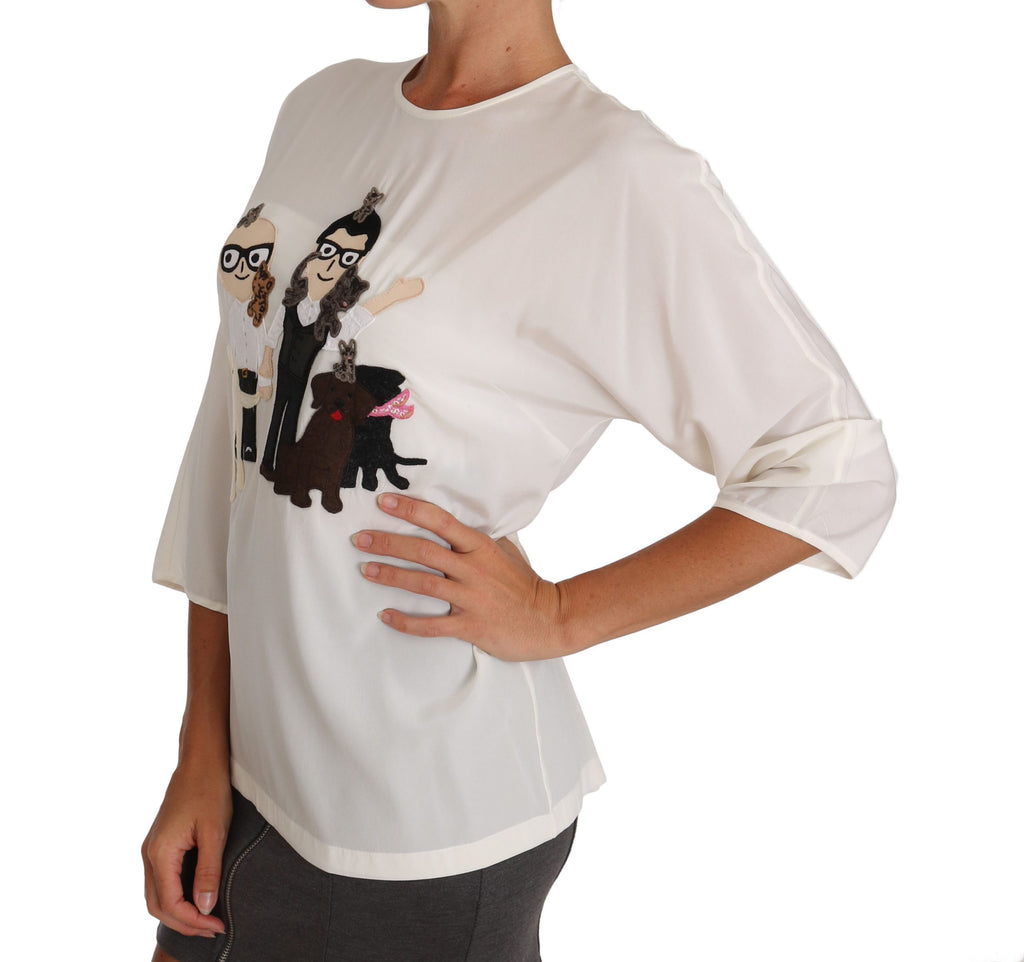 Dolce & Gabbana Camicia T-shirt #dgfamily in seta bianca