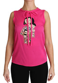 Dolce & Gabbana Canotta in Seta Rosa Famiglia  Camicetta Top Donna