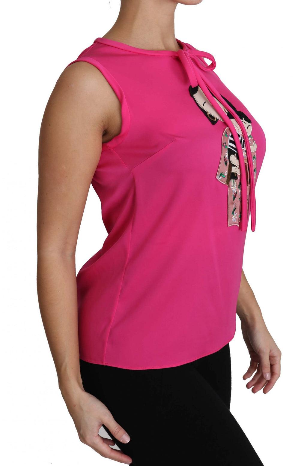 Dolce & Gabbana Canotta in Seta Rosa Famiglia  Camicetta Top Donna