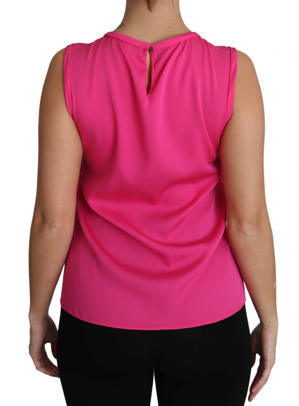 Dolce & Gabbana Canotta in Seta Rosa Famiglia  Camicetta Top Donna