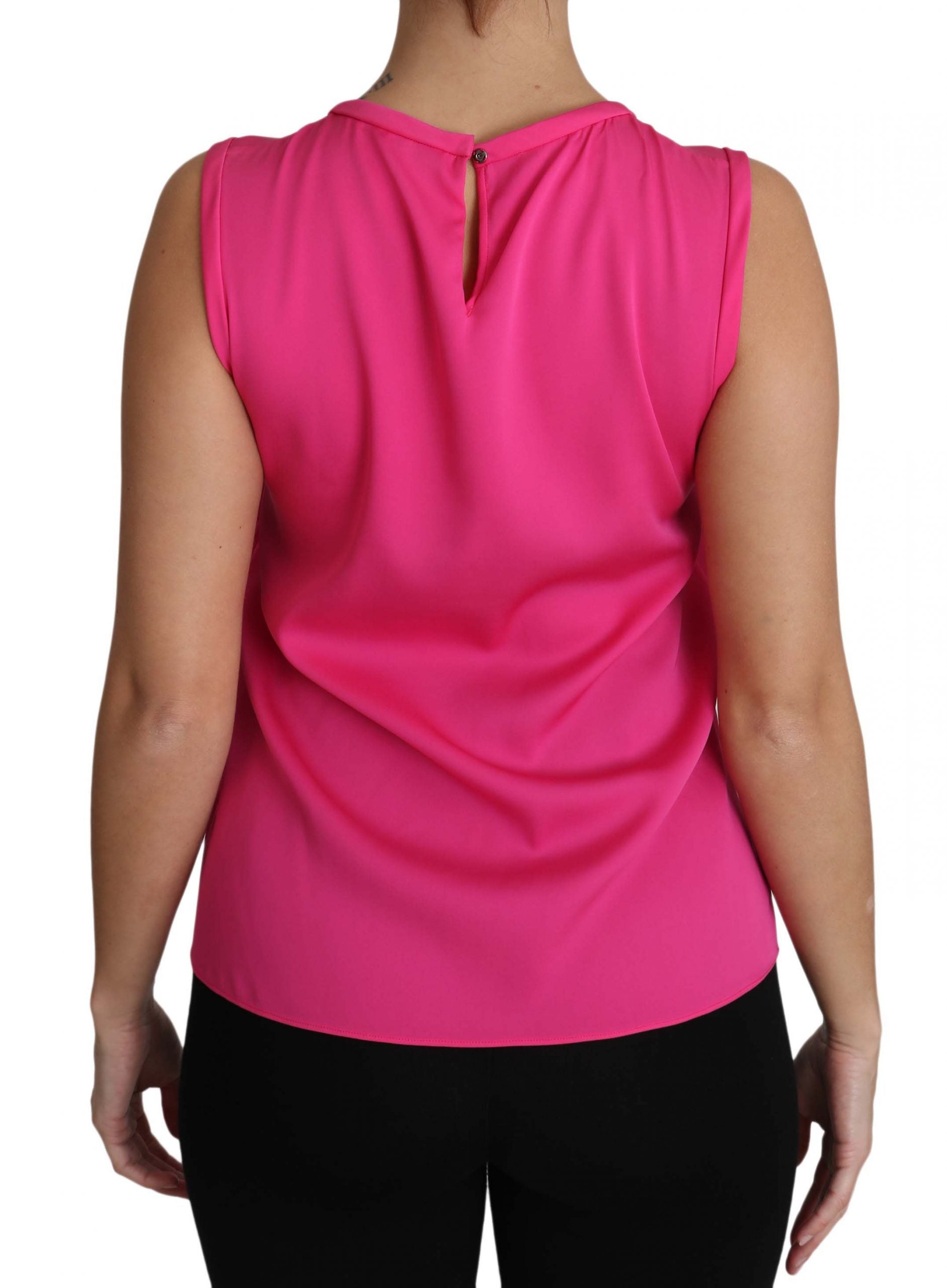 Dolce & Gabbana Canotta in Seta Rosa Famiglia  Camicetta Top Donna