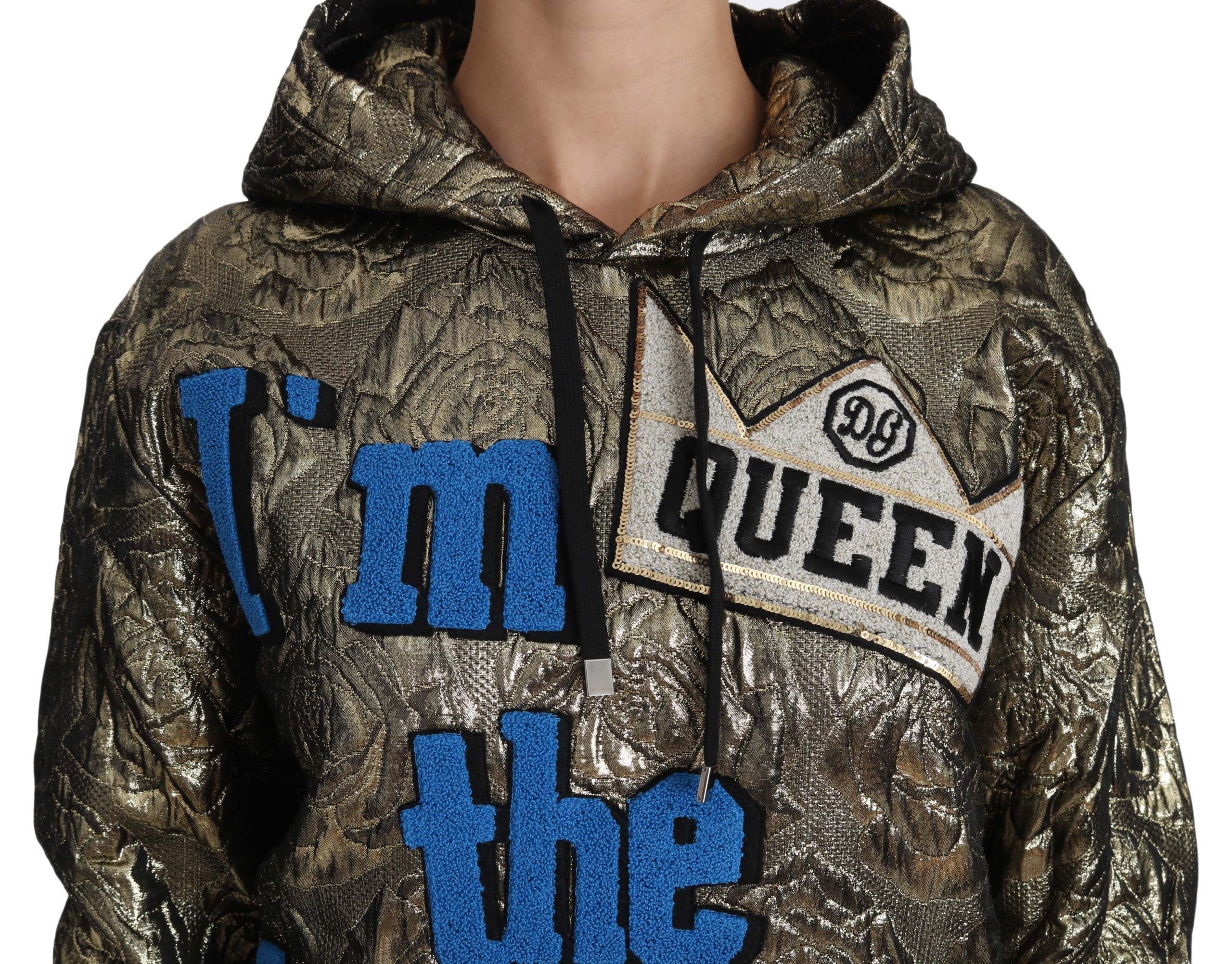 Felpa con Cappuccio in Jacquard Oro Im The Queen Dolce & Gabbana