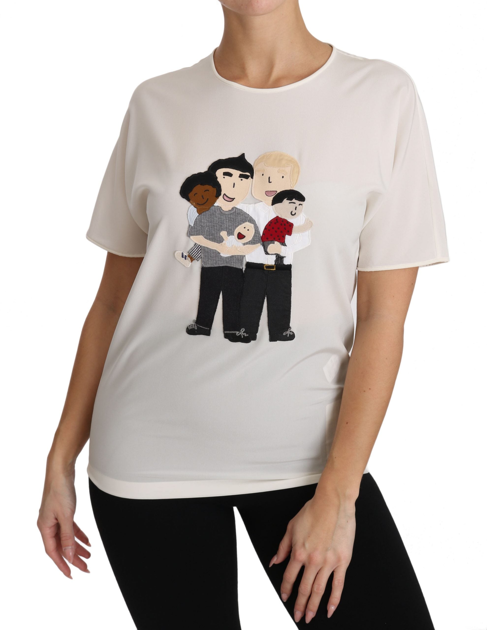 T-shirt Dolce & Gabbana in seta elasticizzata bianca #dgfamily