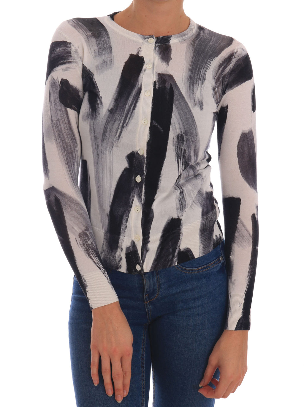 Cardigan leggero in seta con motivo "pennellata" Dolce & Gabbana