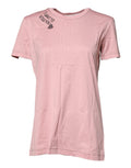 T-shirt Girocollo in Cotone Rosa con Stampa Logo Dolce & Gabbana