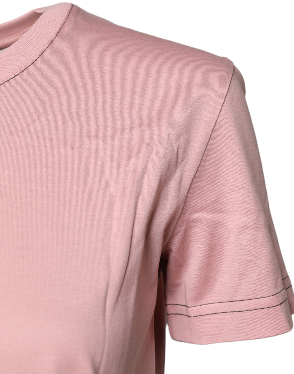 T-shirt Girocollo in Cotone Rosa con Stampa Logo Dolce & Gabbana