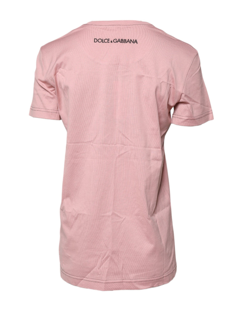 T-shirt Girocollo in Cotone Rosa con Stampa Logo Dolce & Gabbana