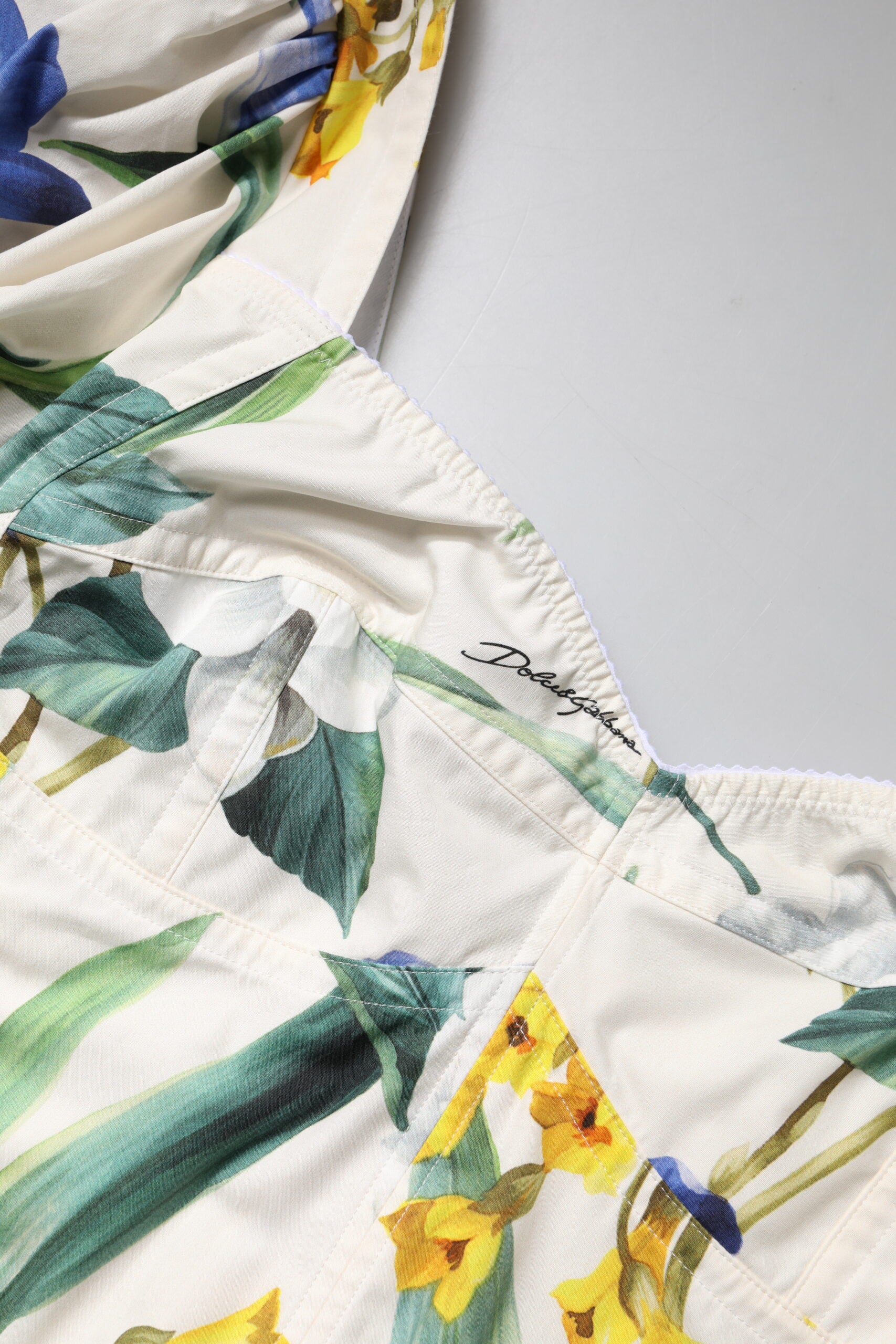 Top camicetta corta con maniche a sbuffo floreali bianca Dolce & Gabbana