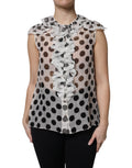 Top smanicato Dolce & Gabbana in cotone bianco a pois neri