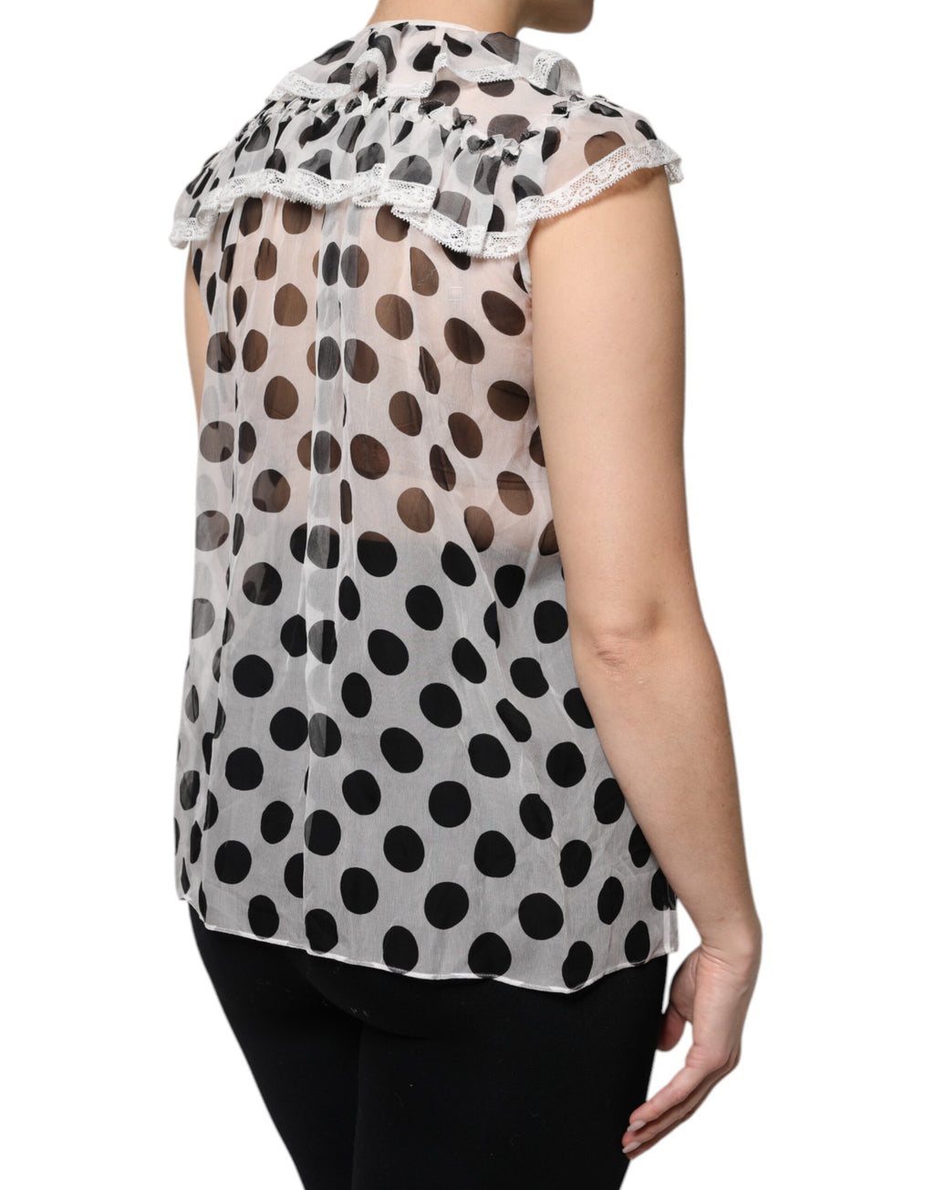 Top smanicato Dolce & Gabbana in cotone bianco a pois neri
