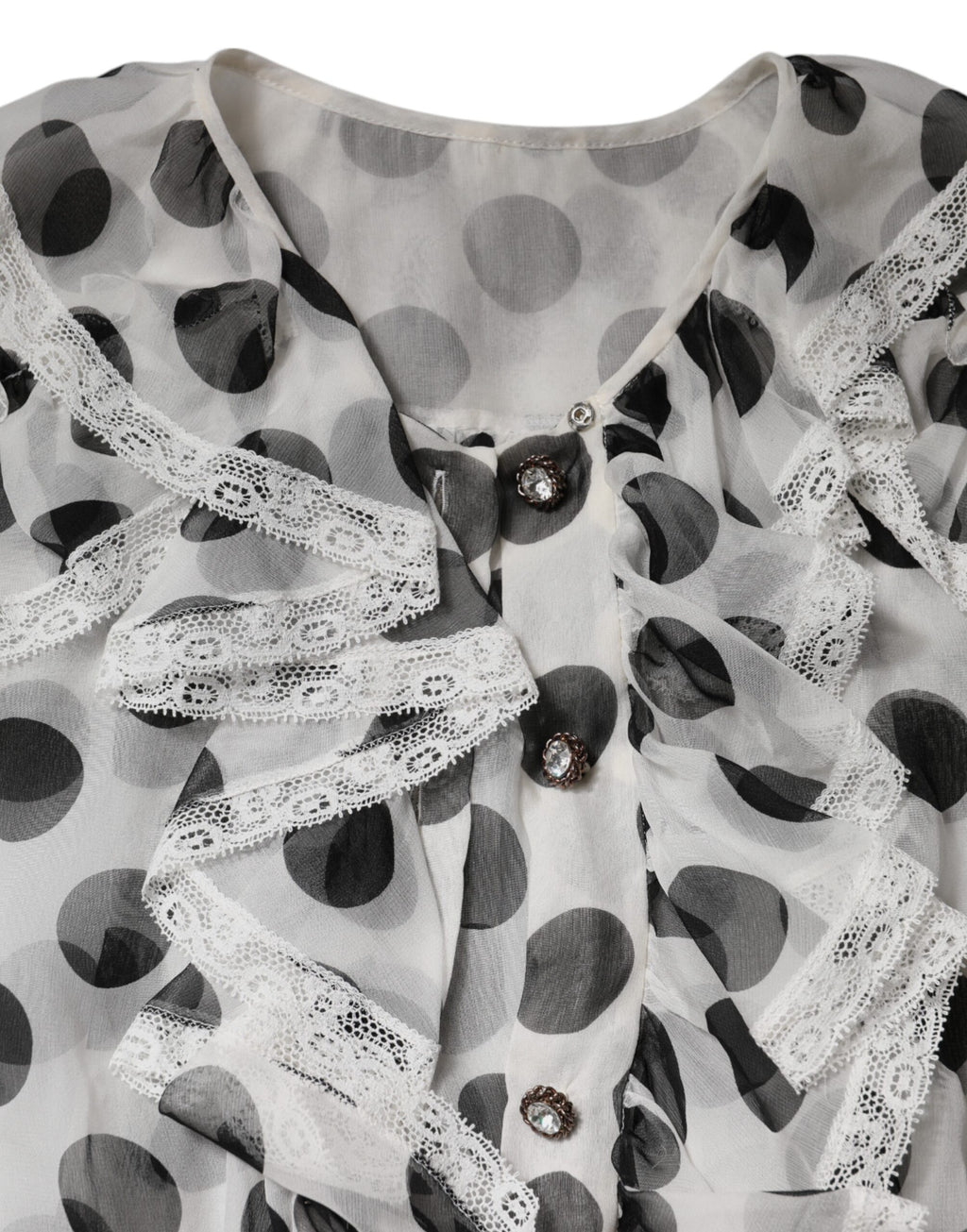 Top smanicato Dolce & Gabbana in cotone bianco a pois neri