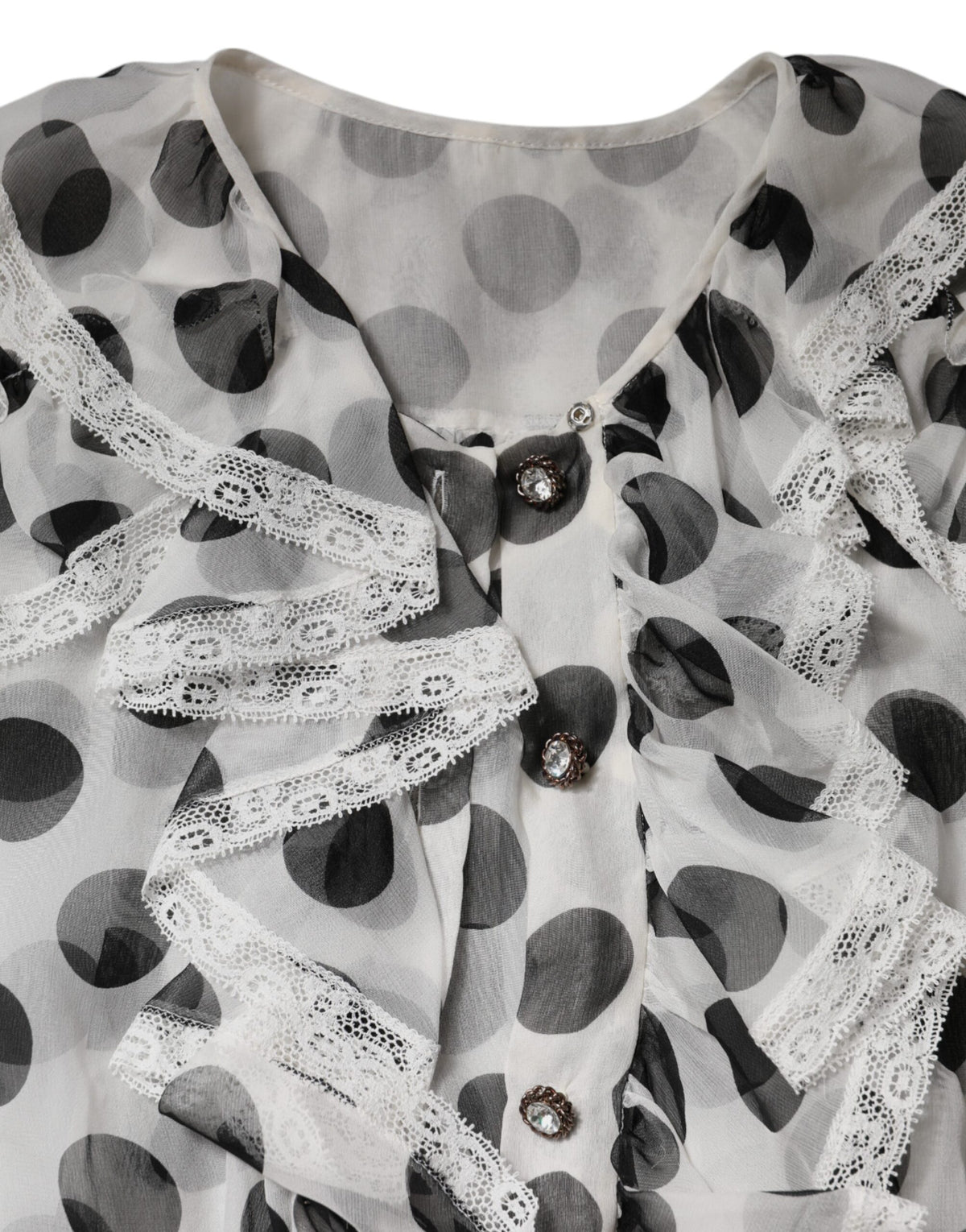 Top smanicato Dolce & Gabbana in cotone bianco a pois neri