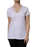 T-shirt a maniche corte in cotone con collana Dolce & Gabbana bianca
