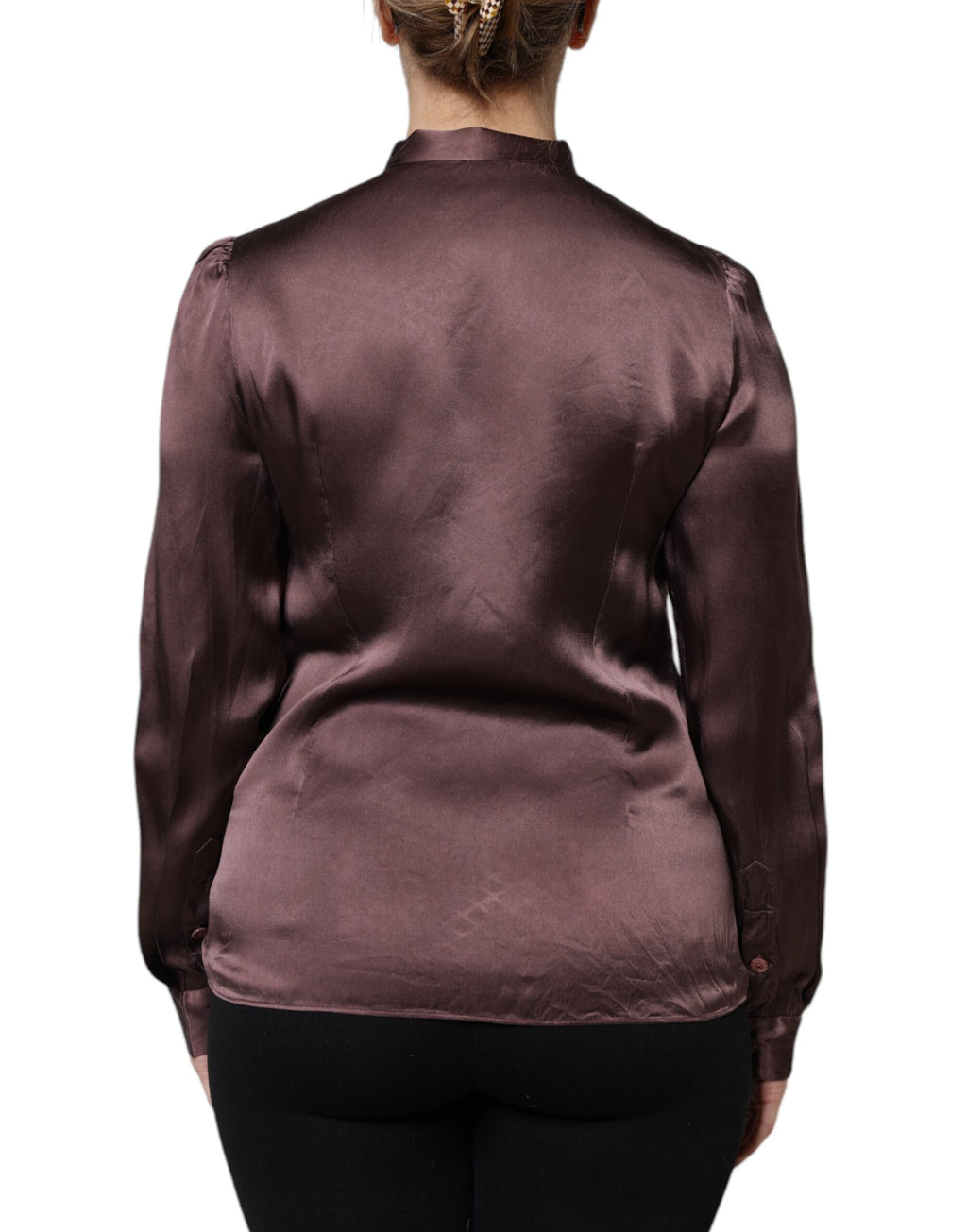 Blusa a maniche lunghe con colletto Ascot marrone Dolce & Gabbana