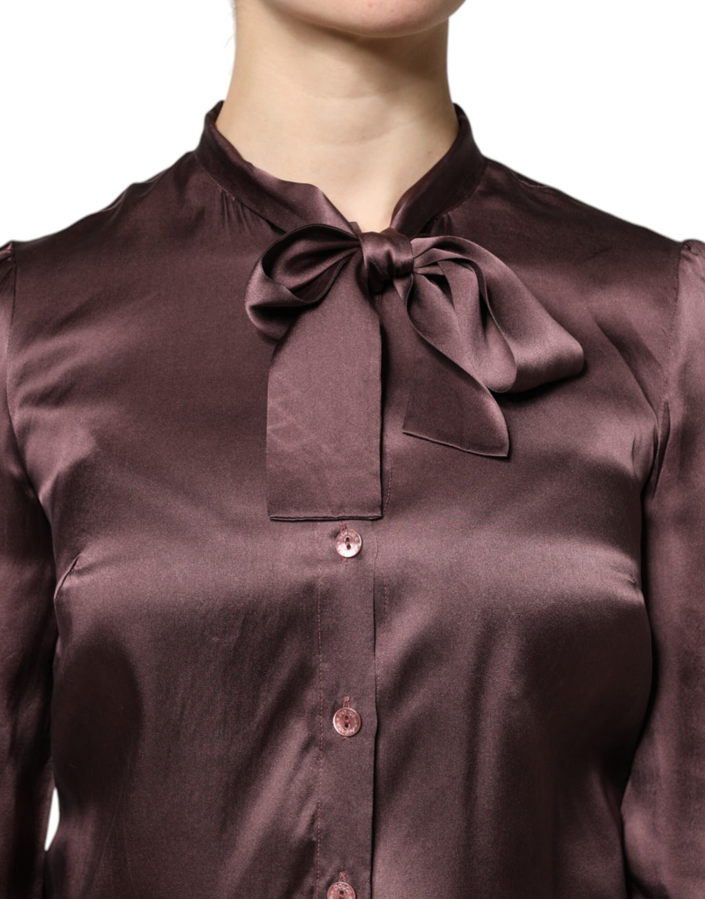 Blusa a maniche lunghe con colletto Ascot marrone Dolce & Gabbana