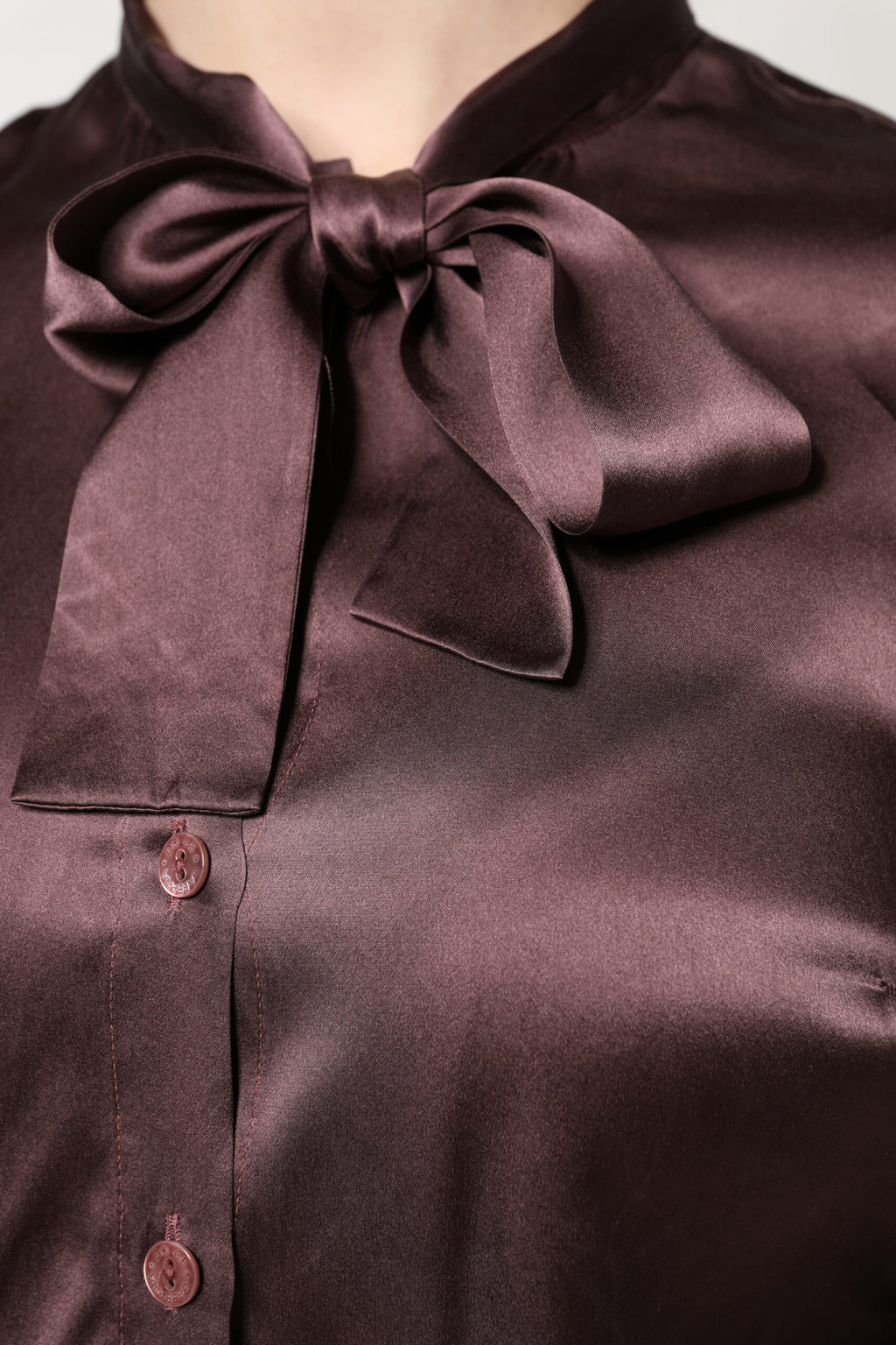 Blusa a maniche lunghe con colletto Ascot marrone Dolce & Gabbana
