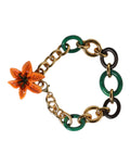 Collana Dolce & Gabbana Multicolor in Ottone Dorato con Catena e Gigli Arancioni
