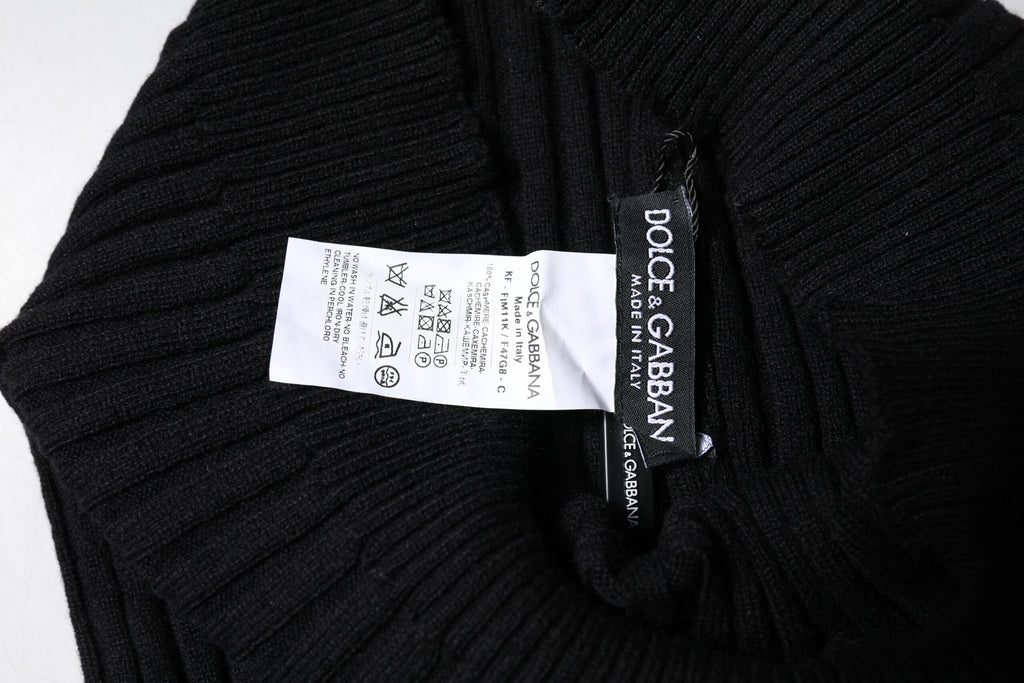 Scaldacollo a Foulard in Cashmere Nero Lavorato a Maglia Dolce & Gabbana