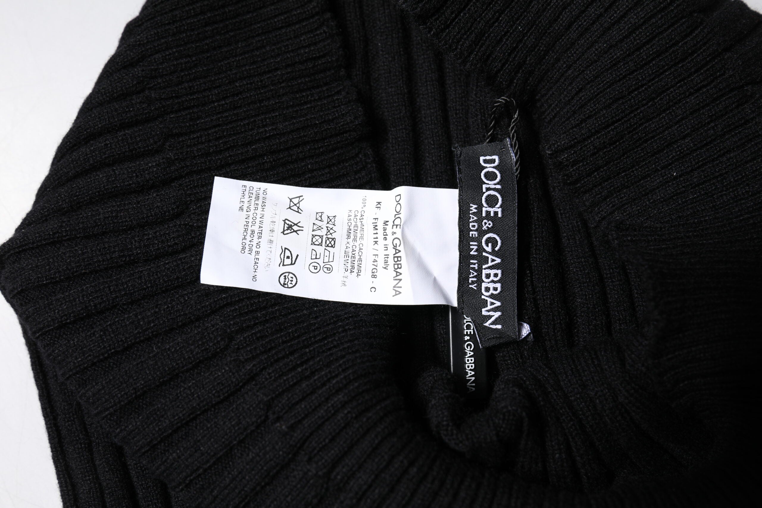 Scaldacollo a Foulard in Cashmere Nero Lavorato a Maglia Dolce & Gabbana