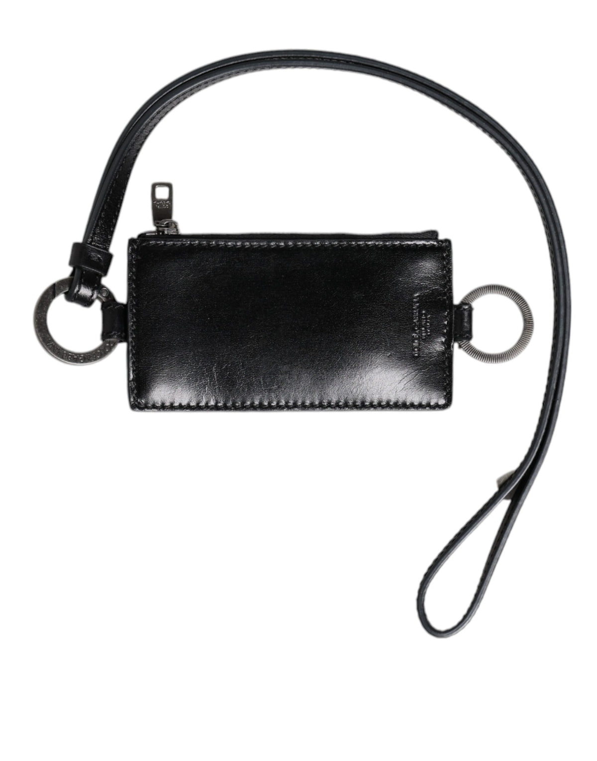 Portacarte con cordino Dolce & Gabbana in pelle nera con logo impresso