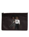 Pochette da uomo Dolce & Gabbana in pelle marrone con applicazioni #DGFAMILY