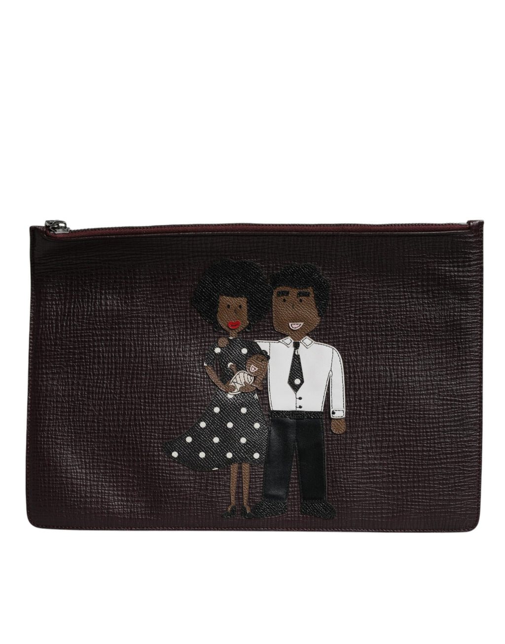 Pochette da uomo Dolce & Gabbana in pelle marrone con applicazioni #DGFAMILY